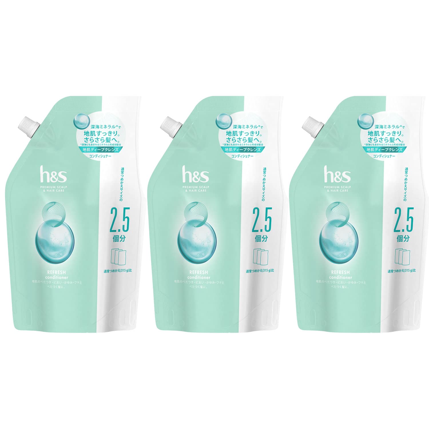 

Conditioner 315g x 3 Refill Large Capacity Refresh h&s H&S [Bulk Purchase] зелёный