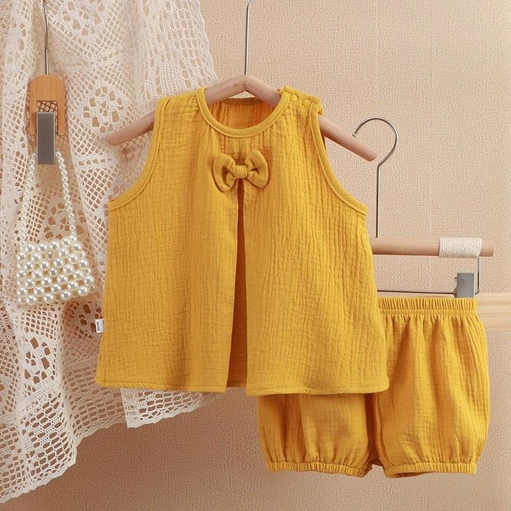 Kids 2-Piece Sleeveless Top & Shorts - Double-Layer Pajamas