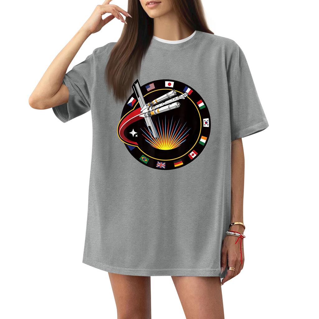 Women's Casual Printed T-Shirt Round Neck Pullover Short Sleeve Top