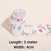 1/3 Rolle Satinband mit aufgedruckten Blumen 4 cm Breite Seidenband Ausgefranste Kanten Handgefertigtes Bastelmaterial Chiffonband Hochzeitseinladung