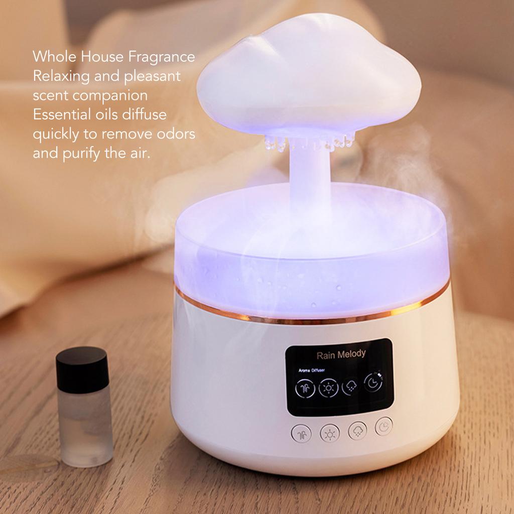 Rain Cloud Essential Oil Diffuser Humidifier Ultrasound Water Drip White Noise Night Light Aroma Diffuser with Display Timer