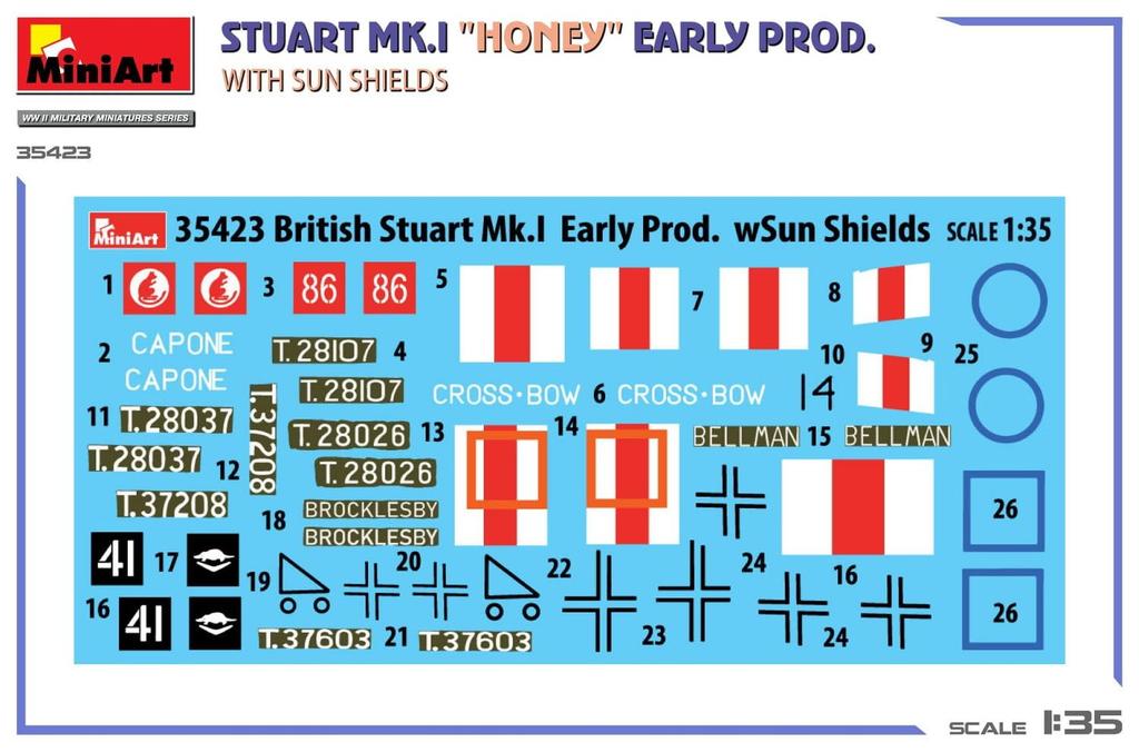 Miniart Stuart Honey Early Model with Sunshield Plastic Model Kit MA35423 1/35 Mk.I (Tank)