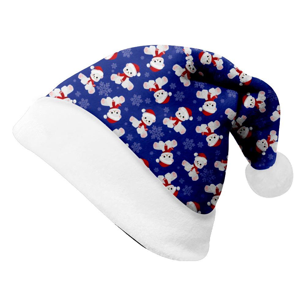 2024 Dwustronny Pluszowy Płatek Śniegu Bałwan Czapka Świąteczna Ornament