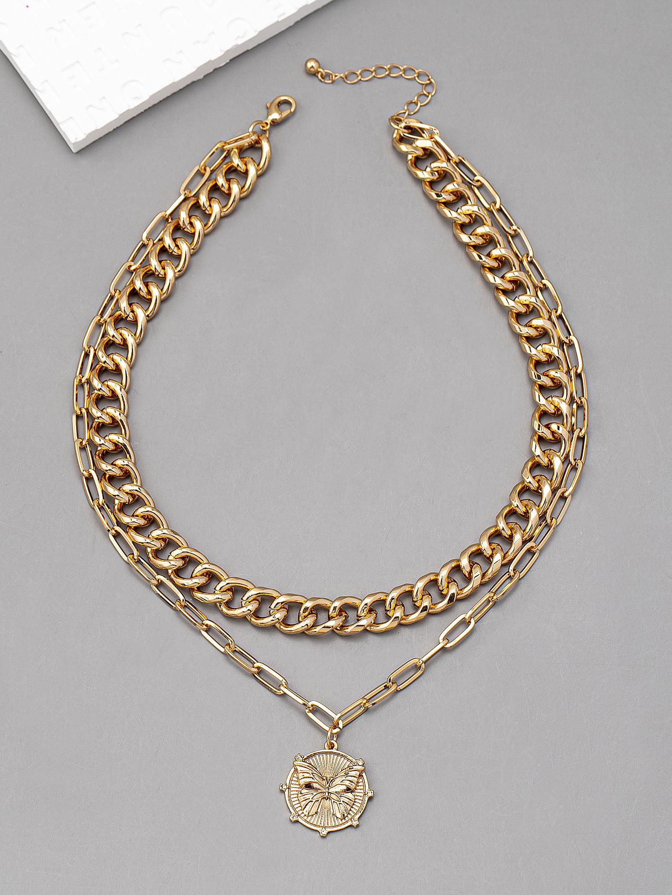 

Многослойная круглая подвеска-бабочка, металлическое ожерелье, поддерживает изготовление на заказ цепочки для ключицы по фотографиям и образцам