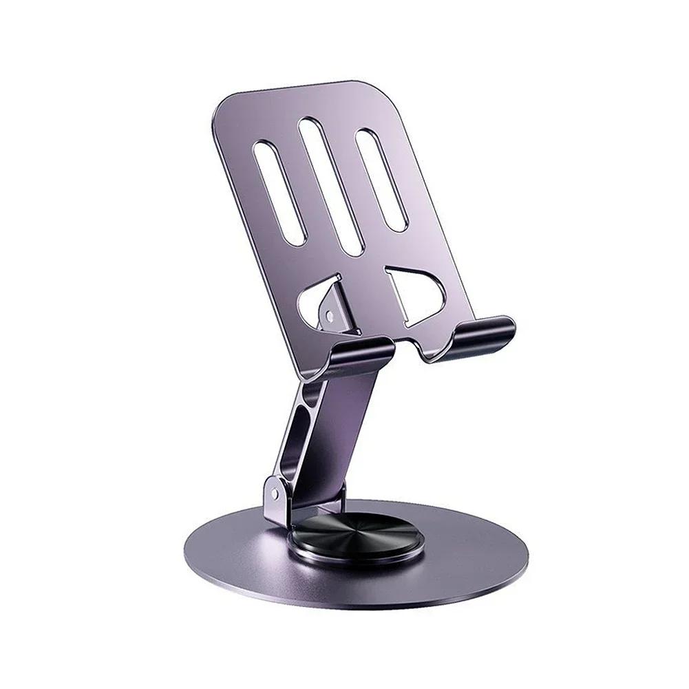 Aluminum 360 Degree Rotation Mobile Phone Holder Universal Adjustable Bracket Folding Double Shaft Design Stable Anti Fall Stand