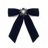 Velvet Memorial Black Bowknot Brooches Crystal Rhinestone Bow Tie Brooches  Dress Shirt Accessories