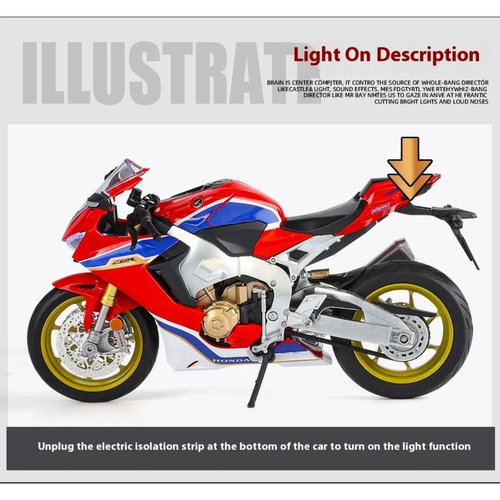 1/9 Maßstab Honda HRC CBR1000RR Fire Blade Legierung Sportmotorrad Diecasts Metall Spielzeug Rennmotorrad Modell mit Licht Kindergeschenk