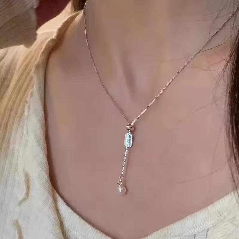 VENTFILLE S925 Sterling Silver Necklaces For Women Simple Chain Fashion Minimalist Pendant Necklaces Adjustbale Necklace Gift