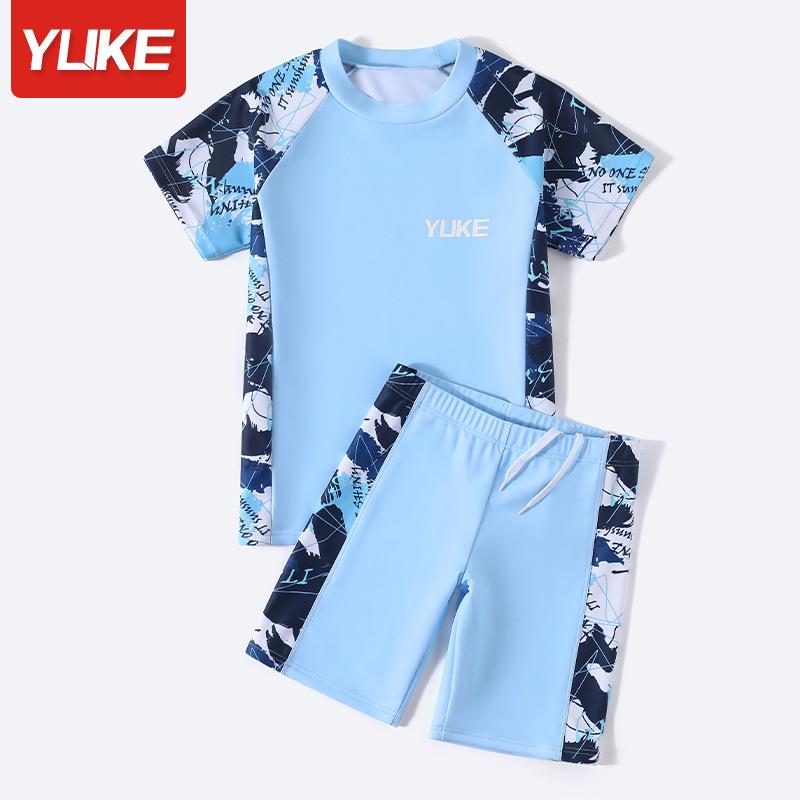 

Комплект детской солнцезащитной одежды для плавания для мальчиков 2025 года с плавками XL (105-120cm) светло-синий