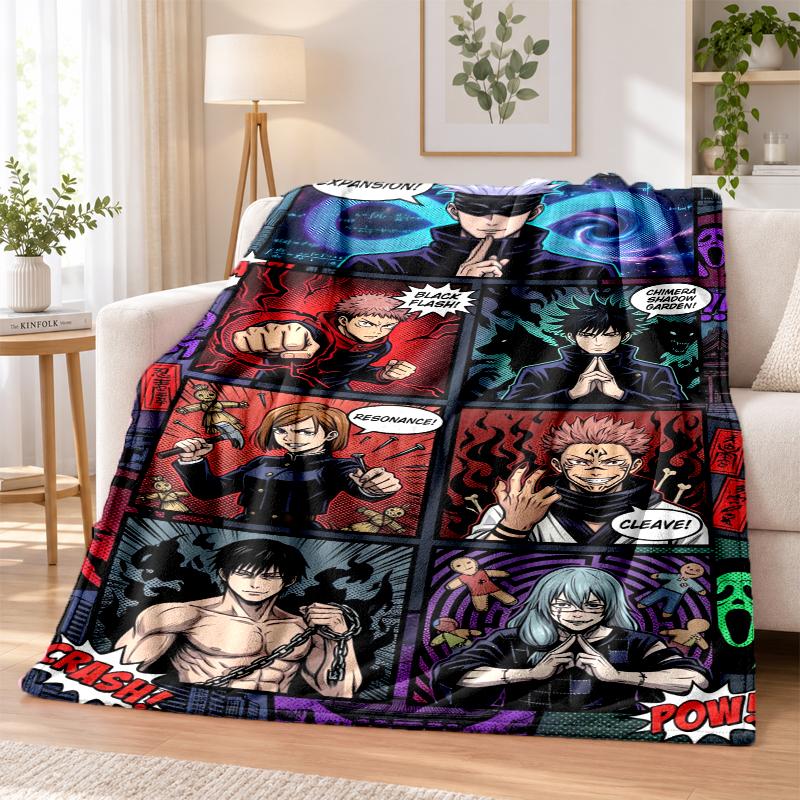 Jujutsu Kaisen Flannel Throw Blanket Soft Warm Cozy For Sofa Bed Indoor Home Bedroom Use