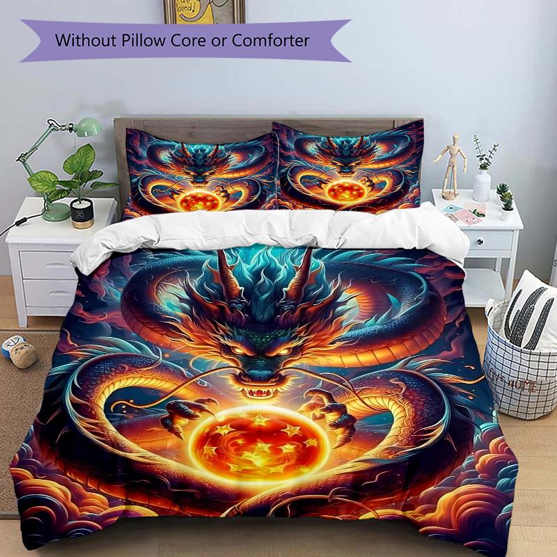 

3 шт. Комплект постельного белья с принтом «Сердце дракона», Мягкое и удобное покрывало для спальни, гостевой комнаты 135x200cm