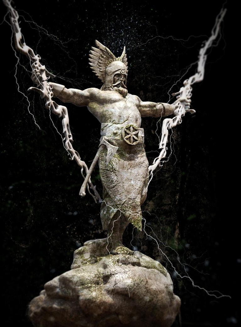 

Creator of Thunder and Lightning Slavic War God of Perun Statue TShirt Summer Cotton Short Sleeve ONeck Mens T Shirt New 4XL