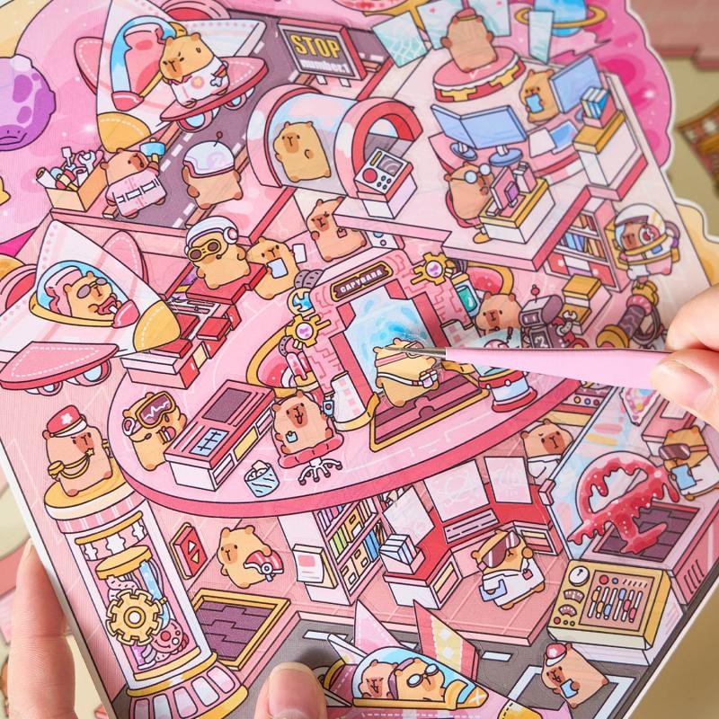 Cute 3D Scene Stickers, Whimsical Cartoon-Themed 3D Designs for Hand Account Decoration & DIY Crafts