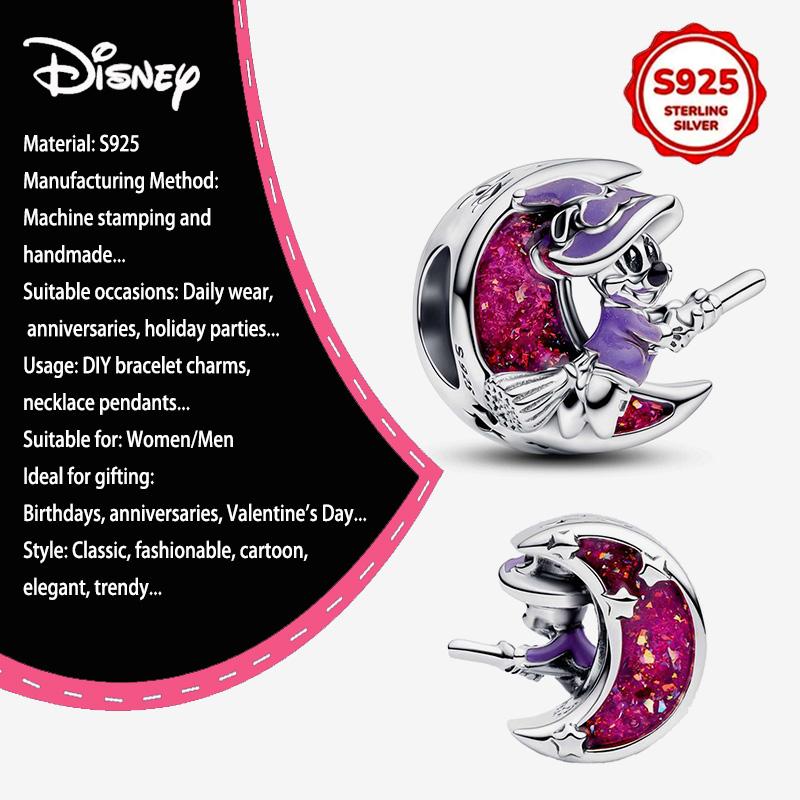 New Disney 925 Silver Winnie & Stitch Charms for Bracelet Necklace DIY Jewelry Gifts Holiday Party