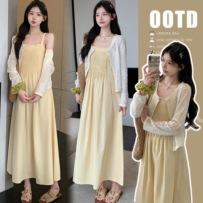 2026 Summer Korean Style Maternity 2-Piece Dress Set