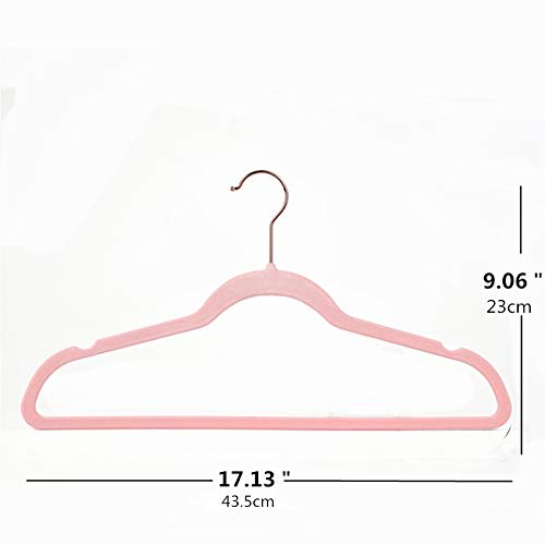 AREKUAEI Premium Blush Pink Velvet Hangers (50-Pack) Heavy-Duty - Non-Slip - Copper/Rose Gold Hooks, Space-Saving Clothes Hangers