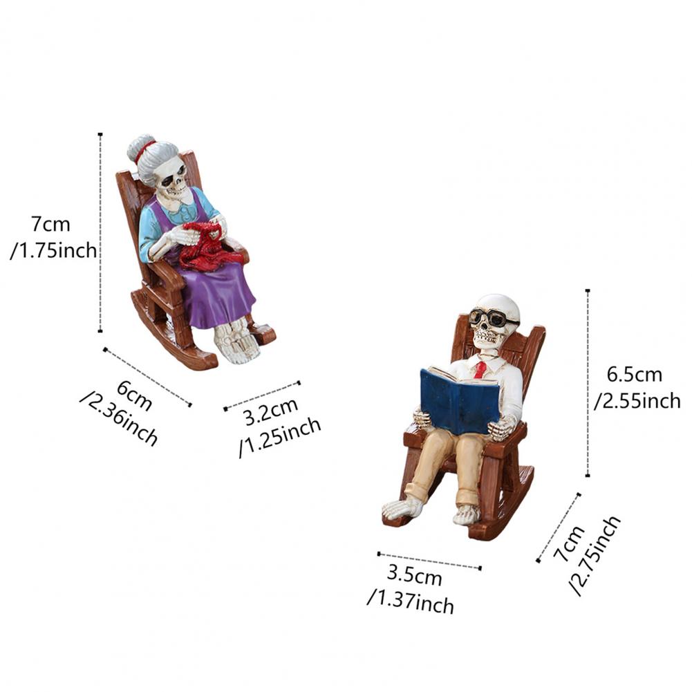 Reader Skull Figurines Skeleton Statue Halloween Decoration Halloween Skeleton Elderly Statues for Porch Courtyard Decor