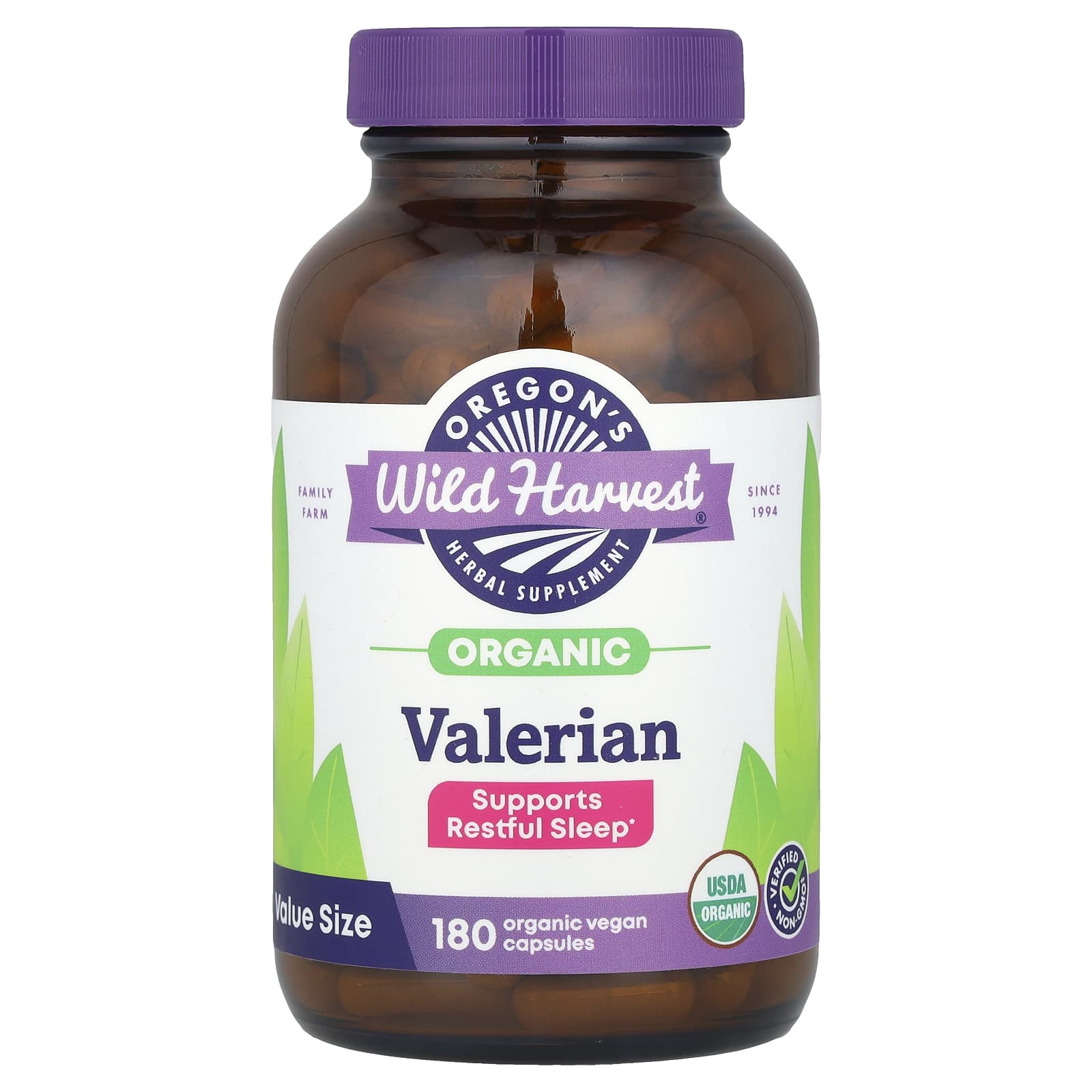 

Oregon S Wild Harvest, Organic Valerian, Veggie Capsules, 180 (450Mg/Capsule)