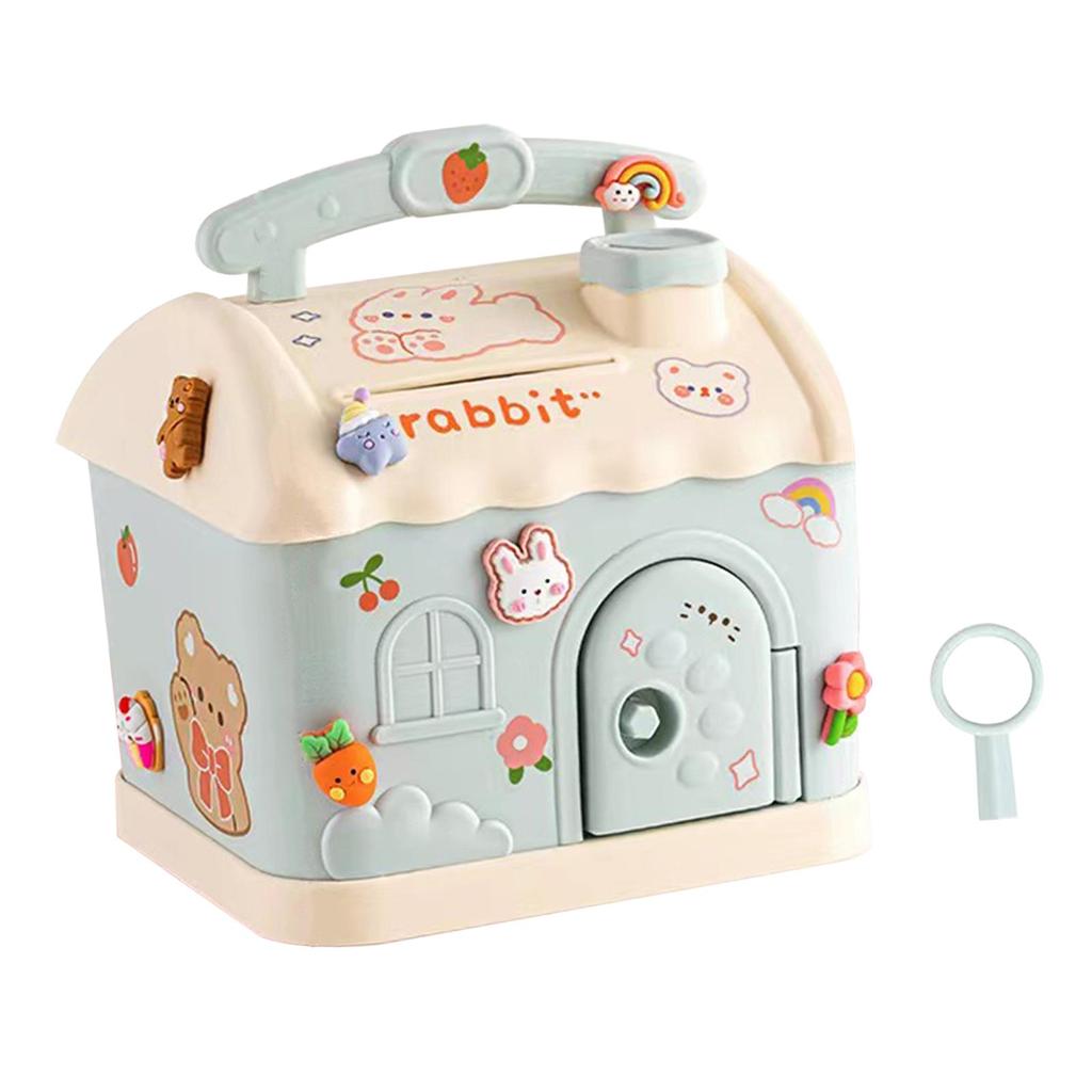 Piggy Bank with DIY Stickers House Money Box with Key Practical Gifts Exquisite House Piggy Bank for Party Favor Festival