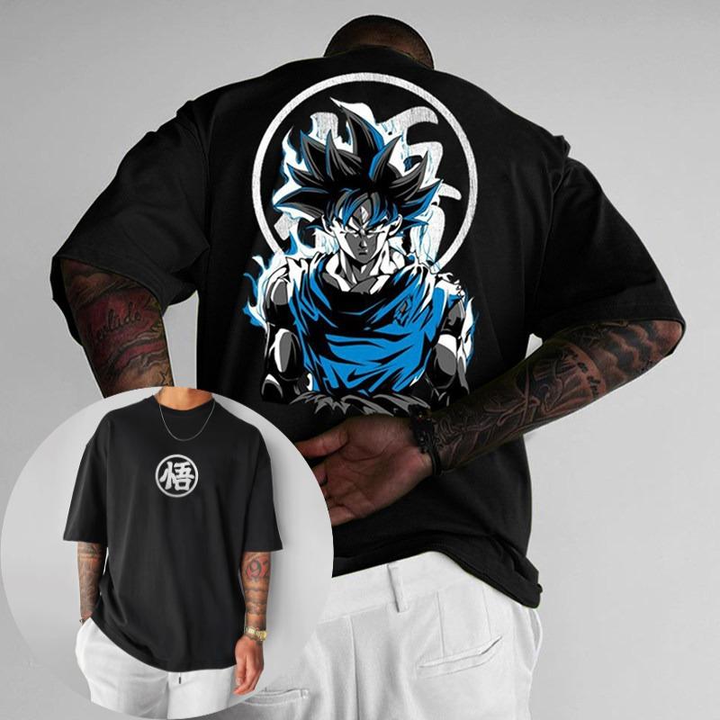 New Dragon Ball Super Z Anime Direct Spray Printing Trendy Casual Heavy Weight Cotton Short Sleeved Tshirt Mens Summer