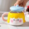 Cute Girl Ceramic Cup High Looking Mug Birthday Gift Souvenir Creative Cup with Lid Coffee Cup