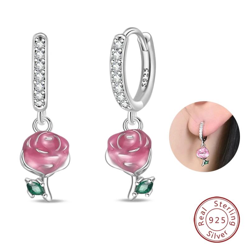 Pendientes originales de plata de ley 925 de cobre con forma de margarita y tulipán para mujer 2025 Pendientes de botón Pendientes de flor Aniversario Circonita Regalo