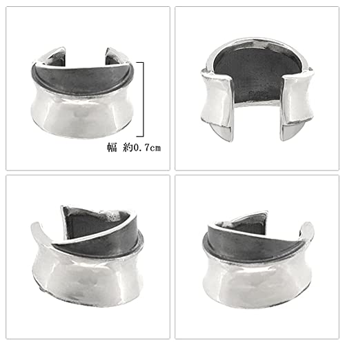 Shinjuku Gin No Kura Reverse Shell Round Twin Line Ear Cuff, Silver 925, Single Ear, Men's, Black, Simple, Non-Pierced Earring