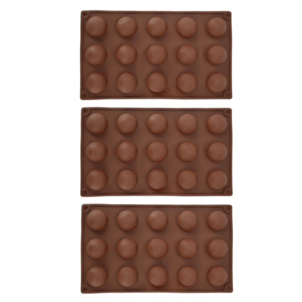 3 Stück 15 Löcher Silikonform Schokoladenbombenform Halbkugel Backform für Kuchen Gelee Pudding
