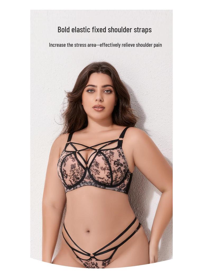 European-American Plus Size Lingerie Set: Anti-Sagging Push-Up, Full Cup Bra for a Slimmer Look