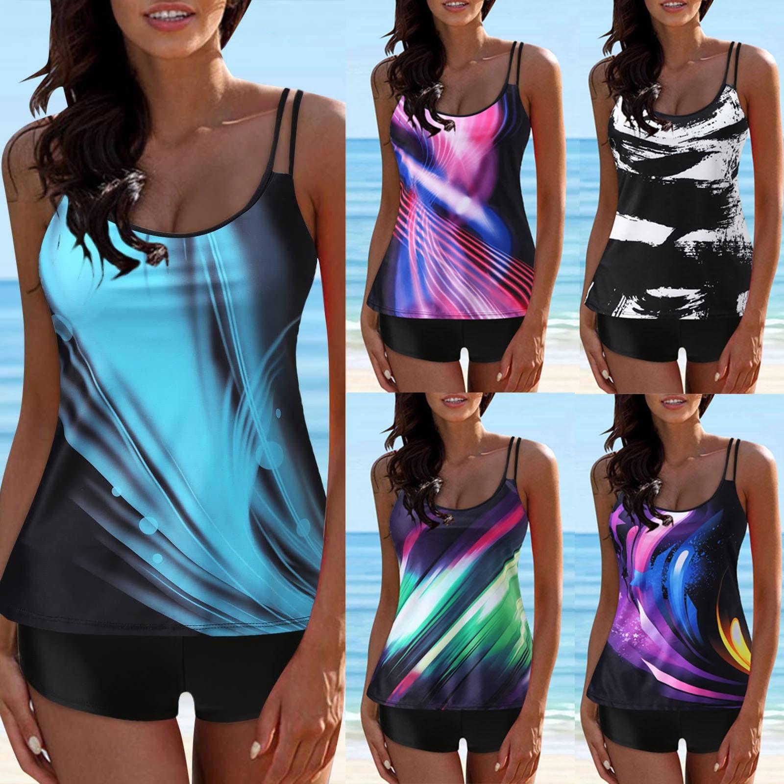 

Женский сексуальный приталенный купальник с принтом на слинге и раздельном бикини плюс размер купальника (Два куска)