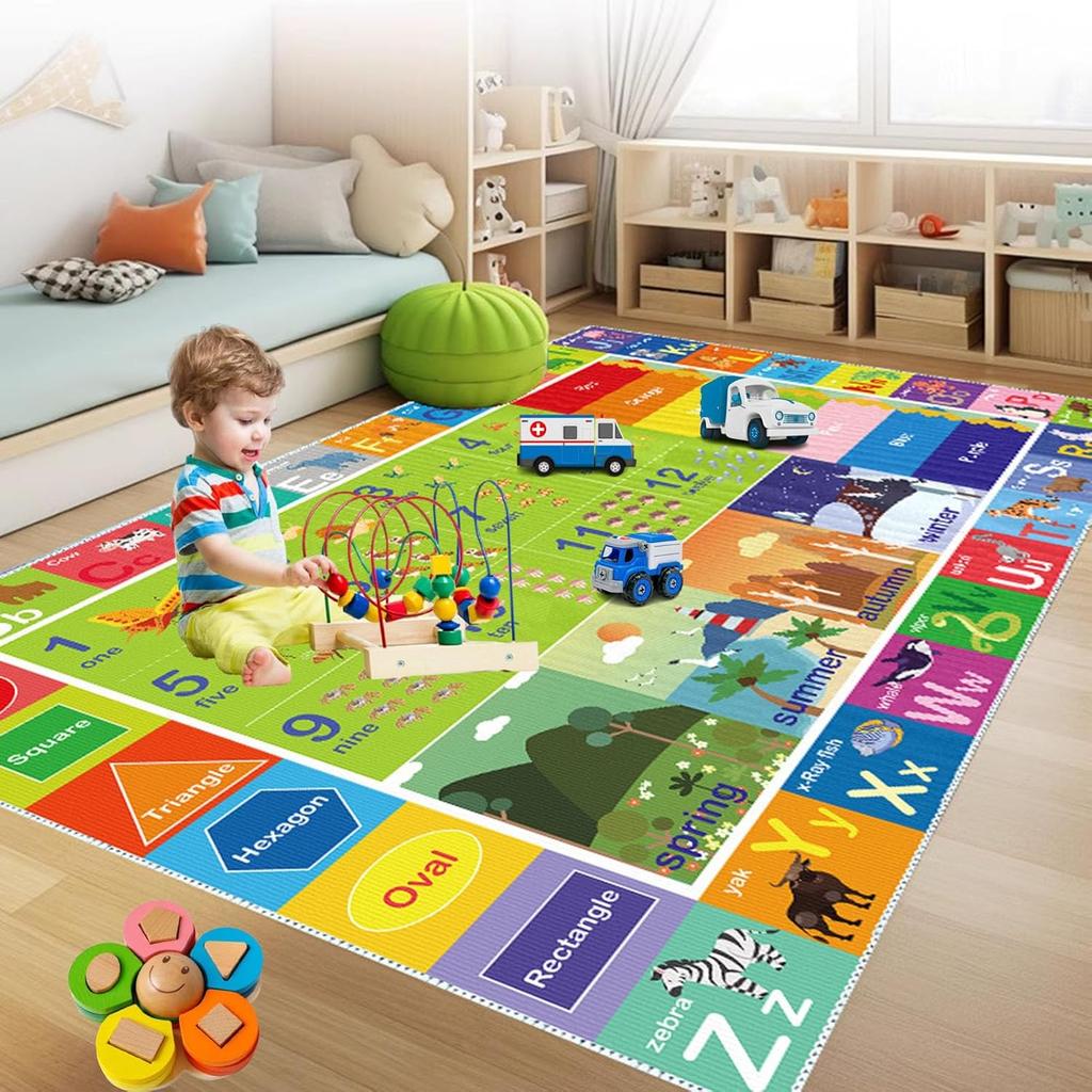 ABC Rug for Kids Playroom,Toddler Alphabet Mats Washable for Baby Area,Classroom,Play Room,Floor,Nursery (2.6×4ft /31×47in)