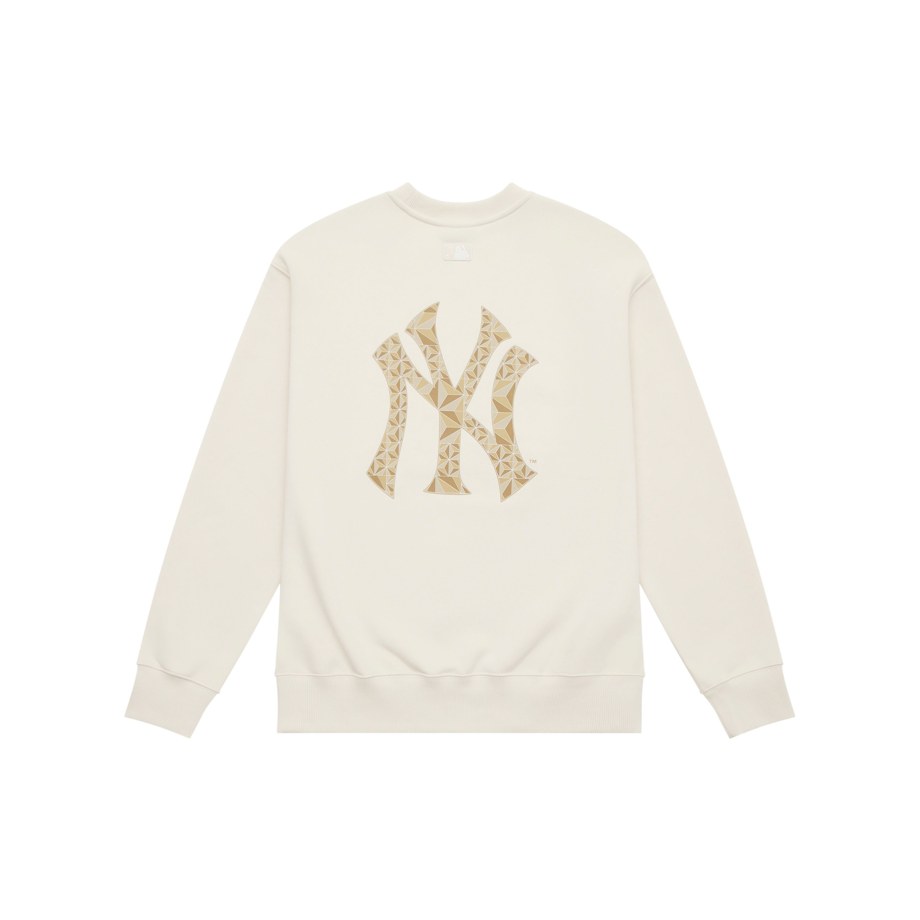 MLB Monogramm Serie New York Yankees Fw24 Sport Lässig Einfacher Pullover Einfarbige Großer Logo Rundhalsausschnitt Fleece Langarm Sweatshirt 3AMTM0946-50CRD L beige
