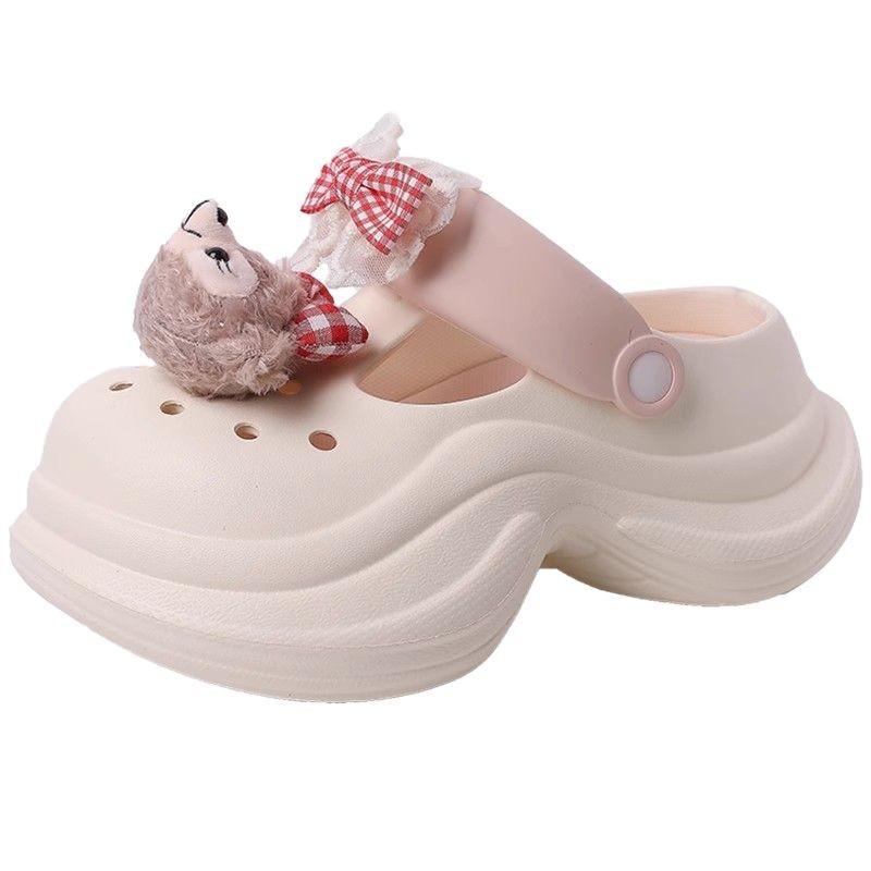 Cute shit-stepping Sherry Mei non-slip thick-soled women's hole shoes spring and summer new outer wear color matching bag head slippers