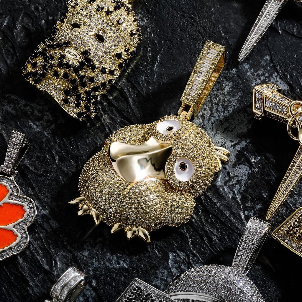 High Quality Animal Accessible Duck Jewelry Pendant with Micro Inlaid Zircon Niche Design Simple Hip-hop Necklace