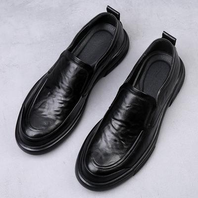 Spring New Leather Men's Shoes One-pedal Business Breathable Casual Leather Shoes Men's Comfortable Foot Cover Dad Shoes