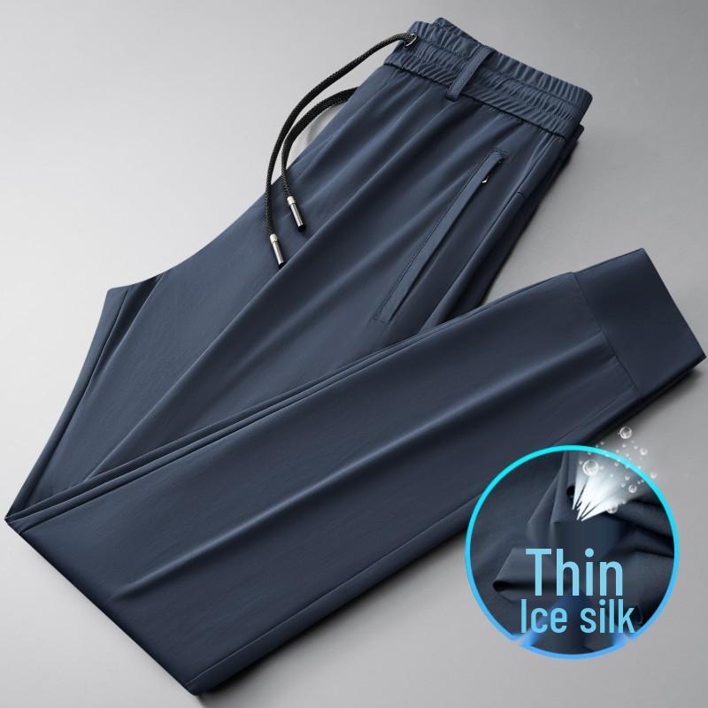 Men's Autumn Fleece-Lined Straight-Leg Elastic Sweatpants - Plus Size Casual Sports Pants