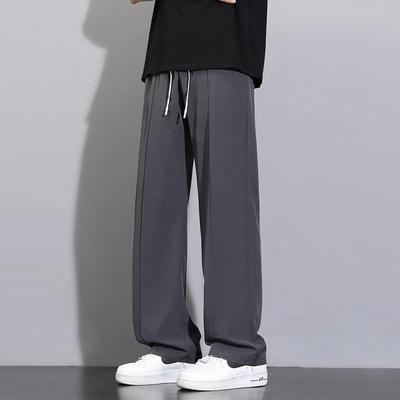Ice Silk Pants for Men's Summer New Draped Straight Trousers Loose Wide-leg Spring and Autumn Thin Casual Trousers