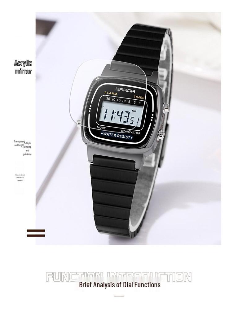 Sanda Fashion Unisex Electronic Multifunction Stainless Steel Watches