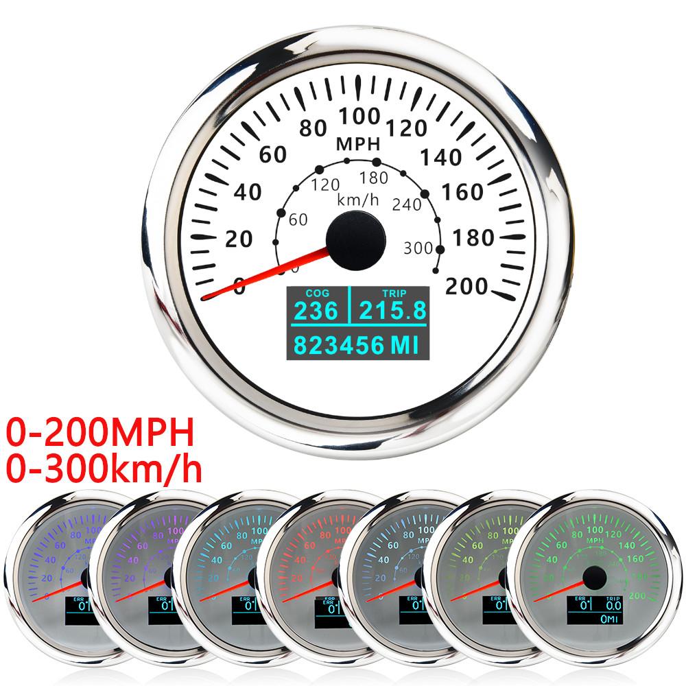 Wasserdichter 85-mm-GPS-Tachometer, 7 Farben, LED-Hintergrundbeleuchtung, Kilometerzähler, Fahrt, ODO COG für Marine, Boot, Auto, Motorrad
