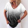 Summer V-neck 3D Printed Top Fashionable Casual Short Sleeved Women's T-shirts