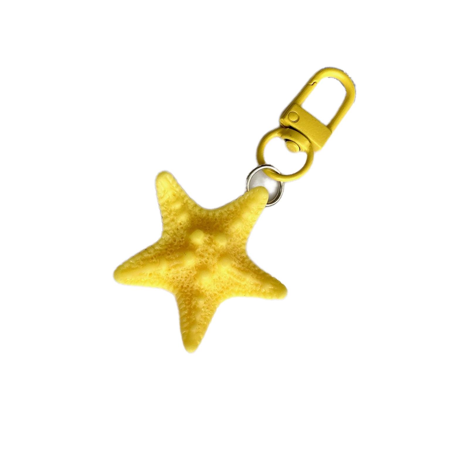

Colorful Starfish Keyring Sea Star Shaped Keychain Handmade Pentagrams Pendant Key Chain Handmade Bag Accessories жовтий