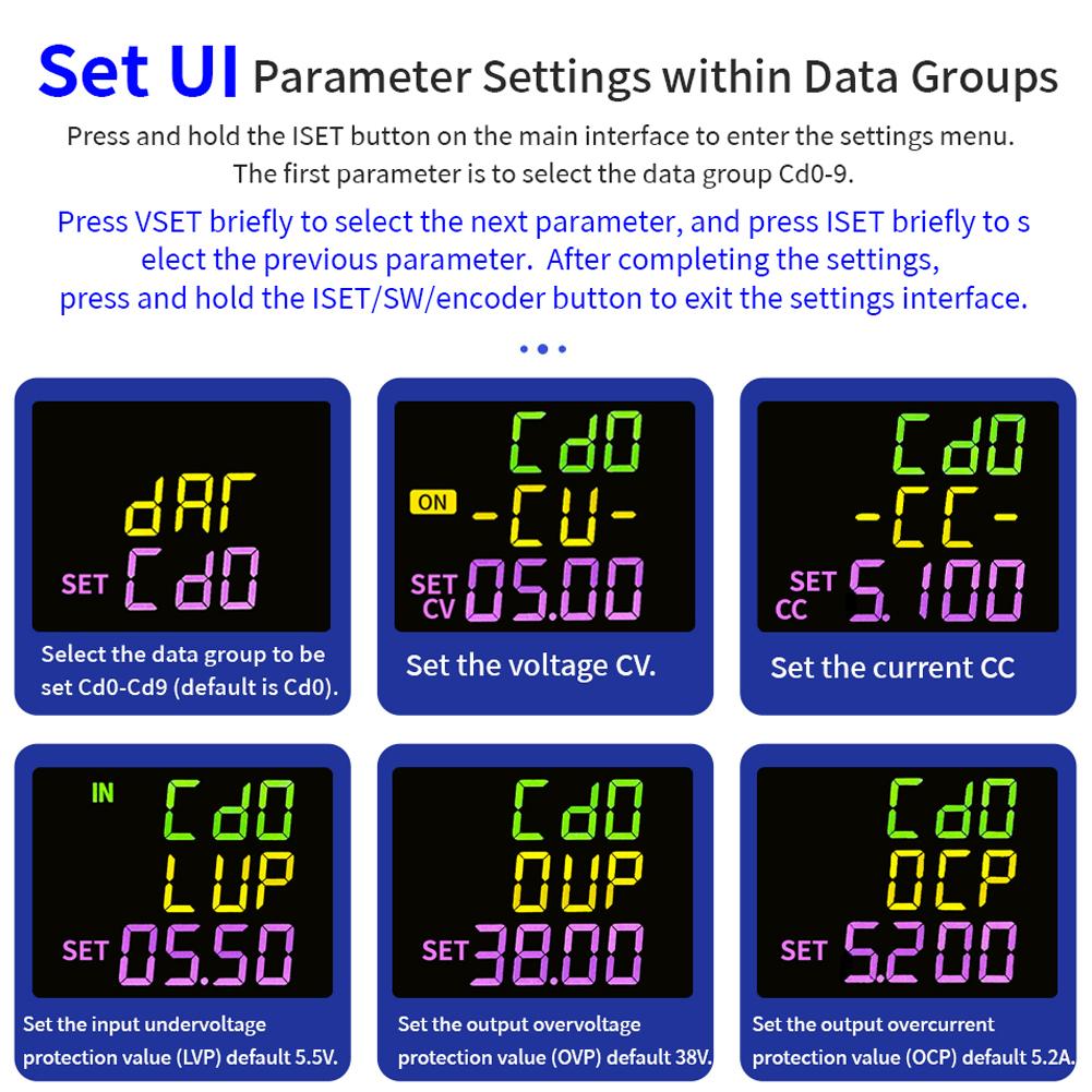 Digital likestrømsspenningsregulator Strømforsyningsmodul Full visningsvinkel VA LCD-fargeskjerm