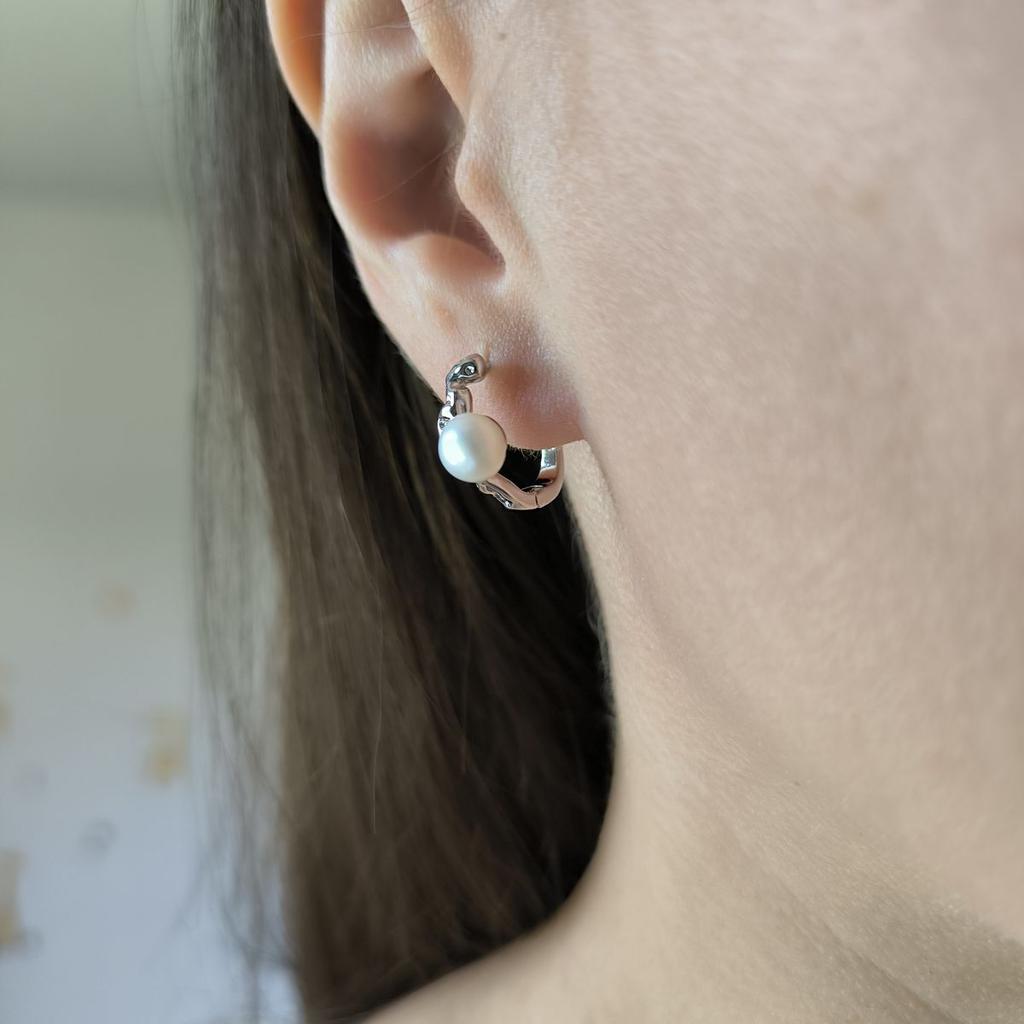 Silver Earrings with Natural Pearls (2186878)