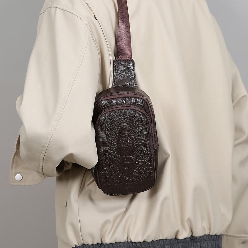 Versatile PU Leather Chest Bag - Professional Chest Sling for Work, Travel & Outdoor Activities (Fits Phone & Essentials)