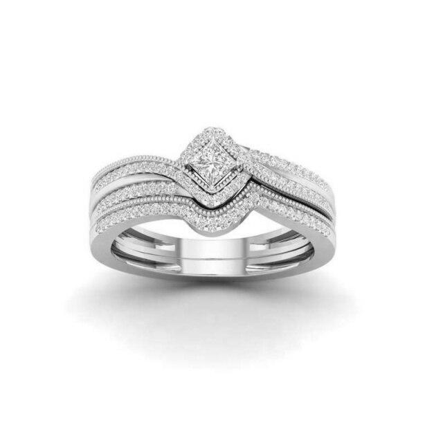 Luxury Wedding Engagement Lover Rings Geometric AAA Cubic Zircon Crystal Rings for Couples Ladies Men