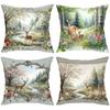 Deer And Forest Scenes Floral Decorative Cushion Covers Polyester pillowcase, sofa decorative cushion cov Headboard Pillow