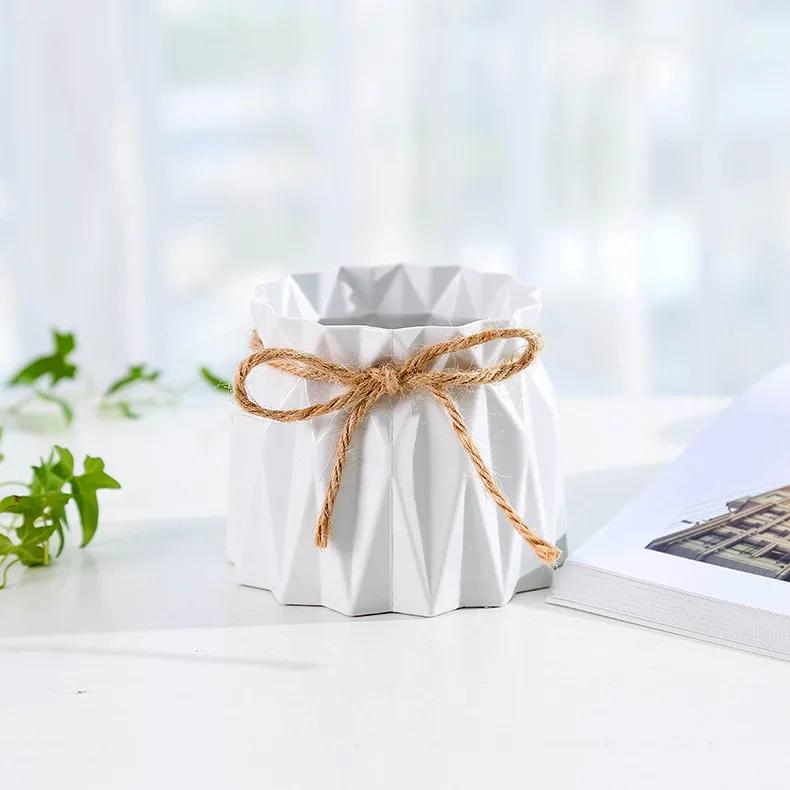 Nordic Modern Vase Imitation Ceramic Plastic Vase for Wedding Birthday Art Home Living Room Decoration Flower Arrangement