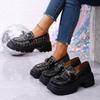 Loafer für Damen – Frühling Neu Britischer Stil Vielseitig Bequem Zum Hineinschlüpfen Plateau Leder Schuhe, Runde Zehenpartie Klobiger Absatz Freizeit Schuhwerk