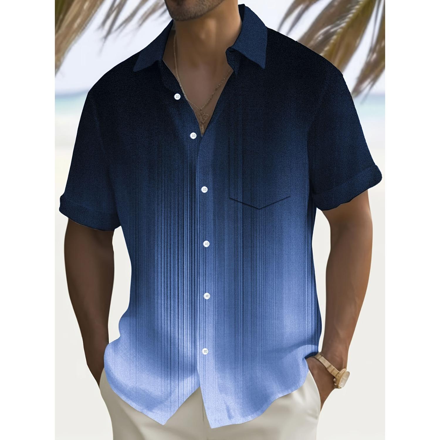 

Летняя мужская рубашка в полоску в стиле ретро с 3D-цифровым принтом и короткими рукавами, для ношения летом 3XL