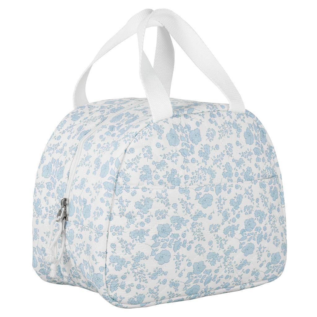 Lunch Bag with Handle for Women Reusable Lunch Tote Bag with Double Zippers and Outside Pocket for Work School Travel Picnic
